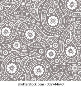 Seamless Paisley background. Elegant Hand Drawn vector pattern.
