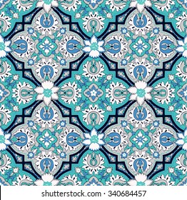 Seamless Paisley background. Elegant Hand Drawn vector pattern.