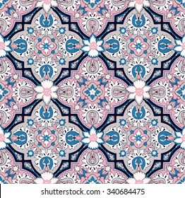 Seamless Paisley background. Elegant Hand Drawn vector pattern.