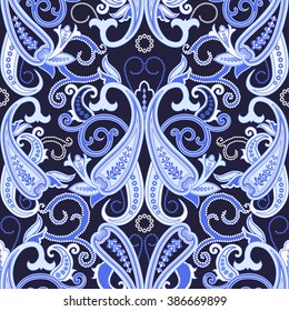 Seamless Paisley background. Elegant Hand Drawn vector pattern. Vector illustration