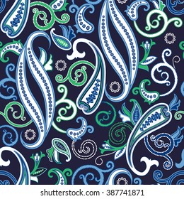 Seamless Paisley background. Elegant Hand Drawn vector pattern. Multicolor floral pattern.Vector illustration