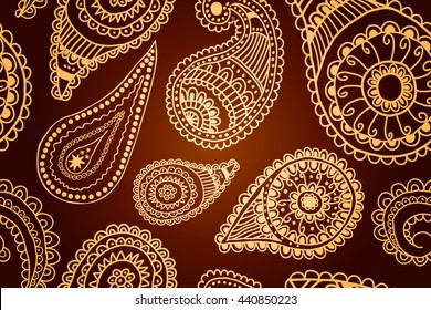 Seamless Paisley background Elegant Hand Drawn Pattern. Vector illustration. Can be used as prints for textiles and graphic design
