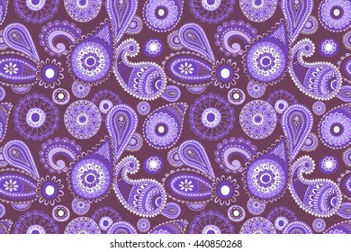 Seamless Paisley background Elegant Hand Drawn Pattern. Vector illustration. Can be used as prints for textiles and graphic design