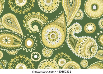 Seamless Paisley background Elegant Hand Drawn Pattern. Vector illustration. Can be used as prints for textiles and graphic design