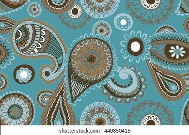 Seamless Paisley background Elegant Hand Drawn Pattern. Vector illustration. Can be used as prints for textiles and graphic design