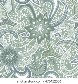 Seamless Paisley background. Elegant Hand Drawn vector pattern.