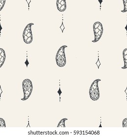 Seamless Paisley background. Elegant Hand Drawn vector pattern.