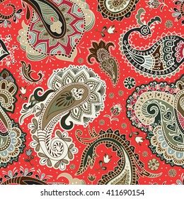 Fondo de Paisley sin fisuras, patrón floral.
