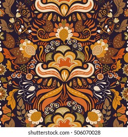 Seamless Paisley background, floral pattern. Colorful ornamental  Indian ornament