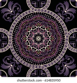 Seamless Paisley background, floral pattern. Colorful ornamental  Indian ornament