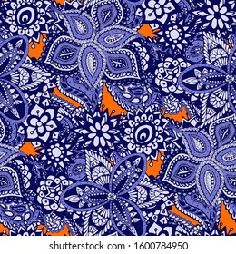 Seamless Paisley Background. Gentle Asian