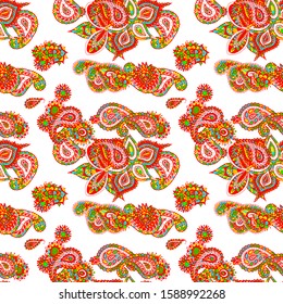 Seamless Paisley Background. Gentle Indonesian