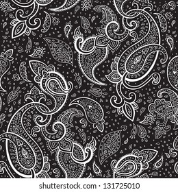 Seamless Paisley Background. Hand Drawn Vector Pattern.