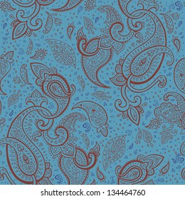 Seamless Paisley background. Hand Drawn vector pattern.