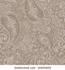 Seamless Paisley background. Hand Drawn vector pattern.