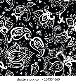 Seamless Paisley background. Hand Drawn vector pattern.
