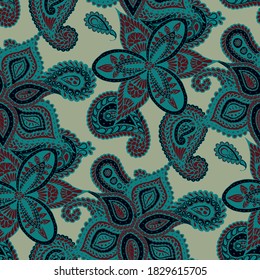 Seamless Paisley Background. Retro Asian Rapport.