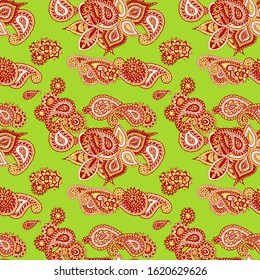 Seamless Paisley Background. Trendy Indonesian