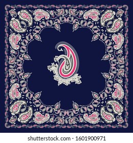 seamless paisley bandanna pattern on navy