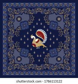 seamless paisley bandanna pattern on blue