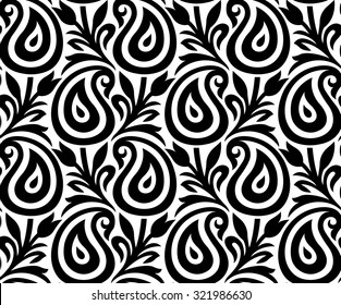 Seamless Paisley Black Pattern