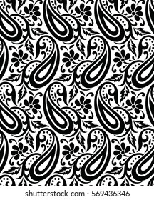 Seamless Paisley black and white Pattern