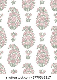 Seamless paisley block print repeat pattern vector file