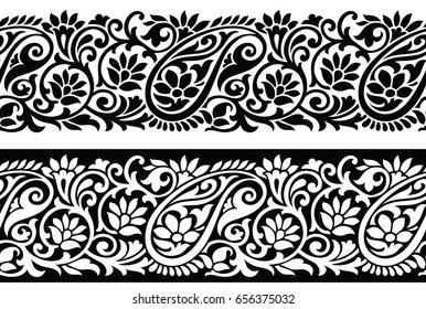 Seamless Paisley Border Stock Vector (Royalty Free) 656375032 ...