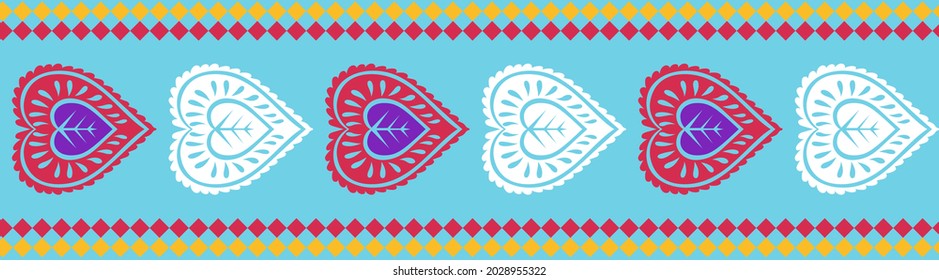 Seamless paisley border pattern on background