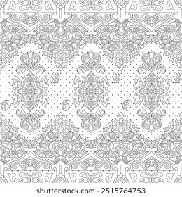 seamless paisley border pattern on white background