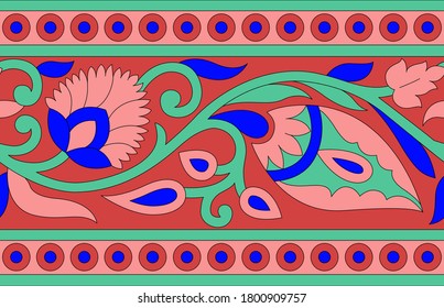 Patrón de borde paisley sin foco con punto polka
