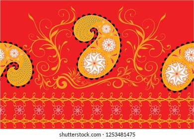 Seamless Paisley border (Vector)