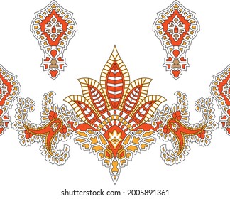 Seamless Paisley Colorful Motif Design