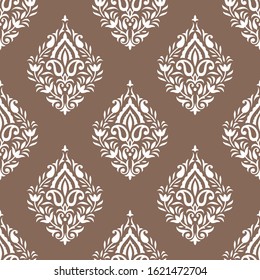 Seamless paisley damask pattern design with traditional Asian elements