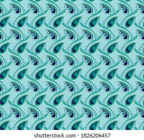 seamless paisley design green pattern and background