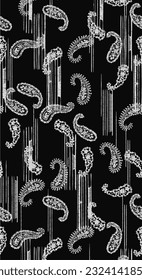 Seamless paisley design pattern on texture pattern.