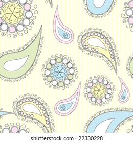 Seamless Paisley in doodles style