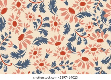 Seamless paisley embroidered floral motif pattern in vector, for design, fabric, wrapping, digital motif, background, wallpaper, print, clothing, etc.