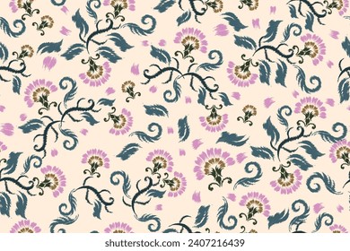 Seamless paisley embroidered floral motif pattern in vector, for design, fabric, wrapping, digital motif, background, wallpaper, print, clothing, etc