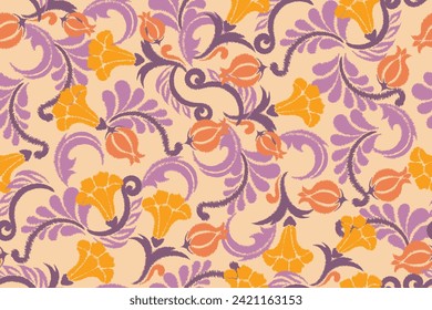 Seamless paisley embroidered floral motif pattern in vector, for design, fabric, wrapping, digital motif, background, wallpaper, print, clothing, etc.	