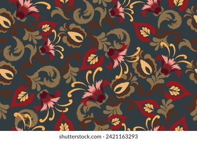 Seamless paisley embroidered floral motif pattern in vector, for design, fabric, wrapping, digital motif, background, wallpaper, print, clothing, etc.	