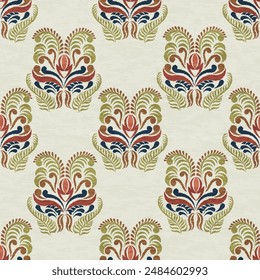 Seamless paisley embroidered floral motif pattern in vector, for design, fabric, wrapping, digital motif, background, wallpaper, print, clothing, etc.
