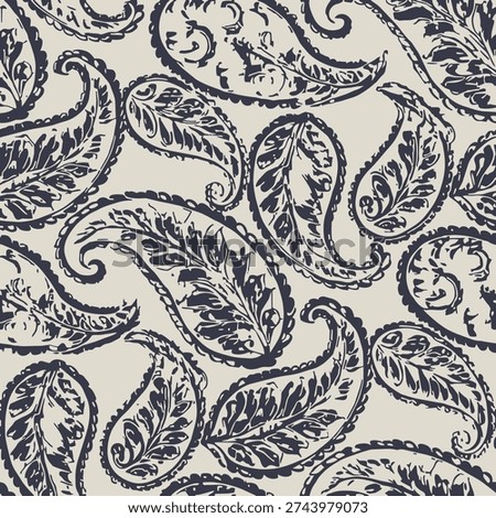 Seamless paisley fabric background, elegant, floral, ornamental, vintage, textile, decorative, intricate, bohemian, classic