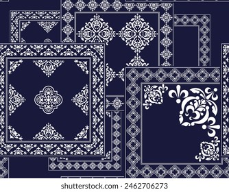 Seamless paisley fabric patchwork abstract vector seamless pattern