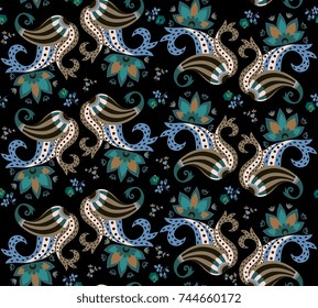Seamless paisley floral pattern. Abstract fairy oriental background in vector. Persian, turkish, indian motifs.