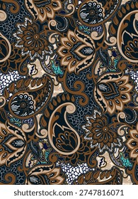Seamless Paisley and Floral Pattern Background