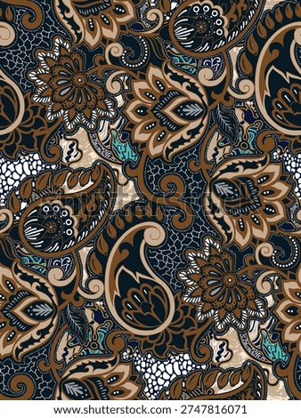 Seamless Paisley and Floral Pattern Background
