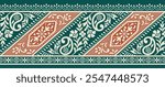 Seamless paisley flower border and motif design 