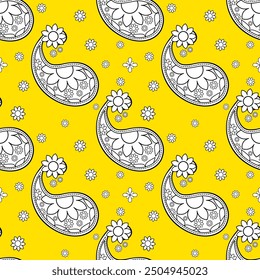 Seamless Paisley With Flowers Garden Vector