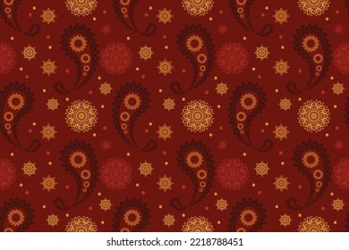 Patrón de paisley sin soldadura es un diseño textil ornamental que utiliza el boteh persa o buta, un motivo en forma de lágrima con un extremo superior curvo. batik Arte de paislay digital para la camisa de los hombres de impresión